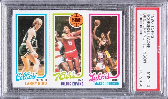1980/81 Topps Larry Bird/Magic Johnson Rookie Card – PSA MINT 9